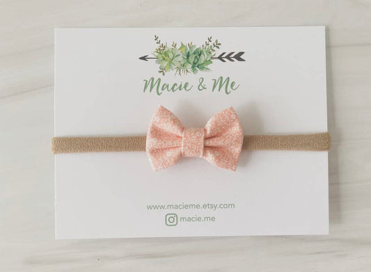 Peach Floral Mini Bow