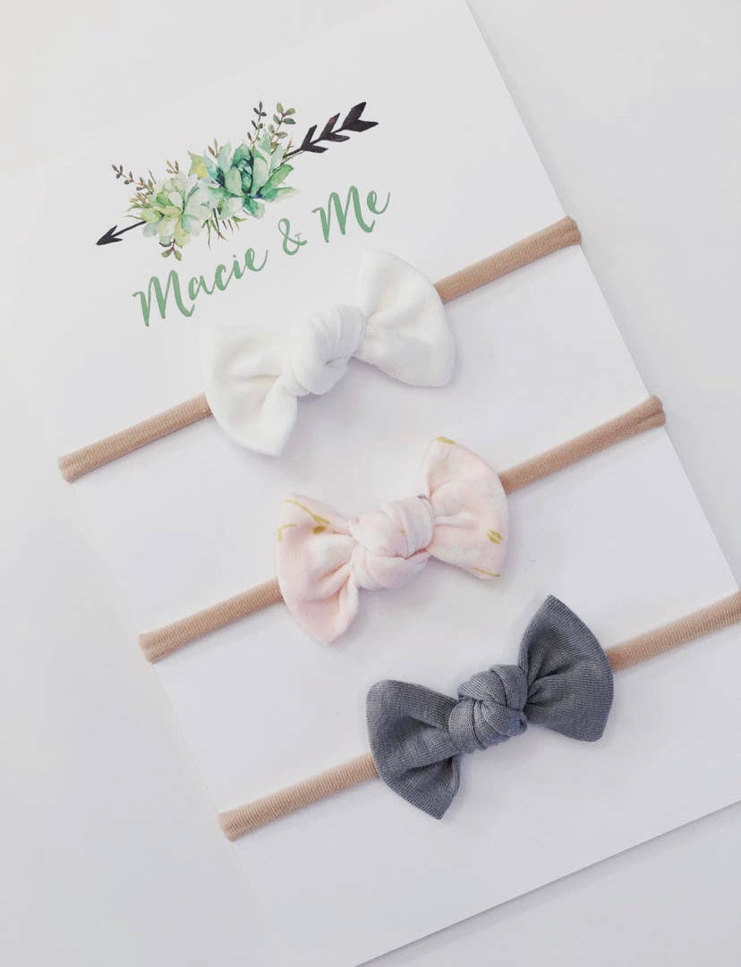 Set Of 3 Bow Headbands - 4 Colour Collections