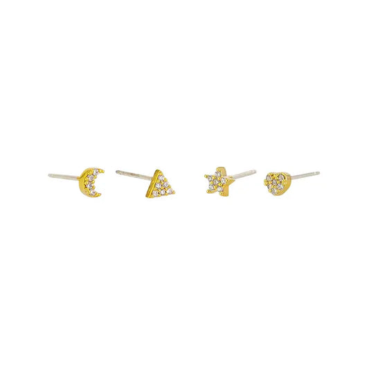 Petit Four Stud Earring Set -Gold