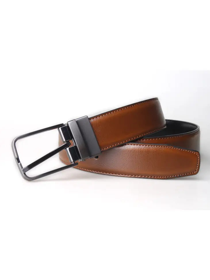 Kelvin Reversible Leather Belt - Cognac/Black