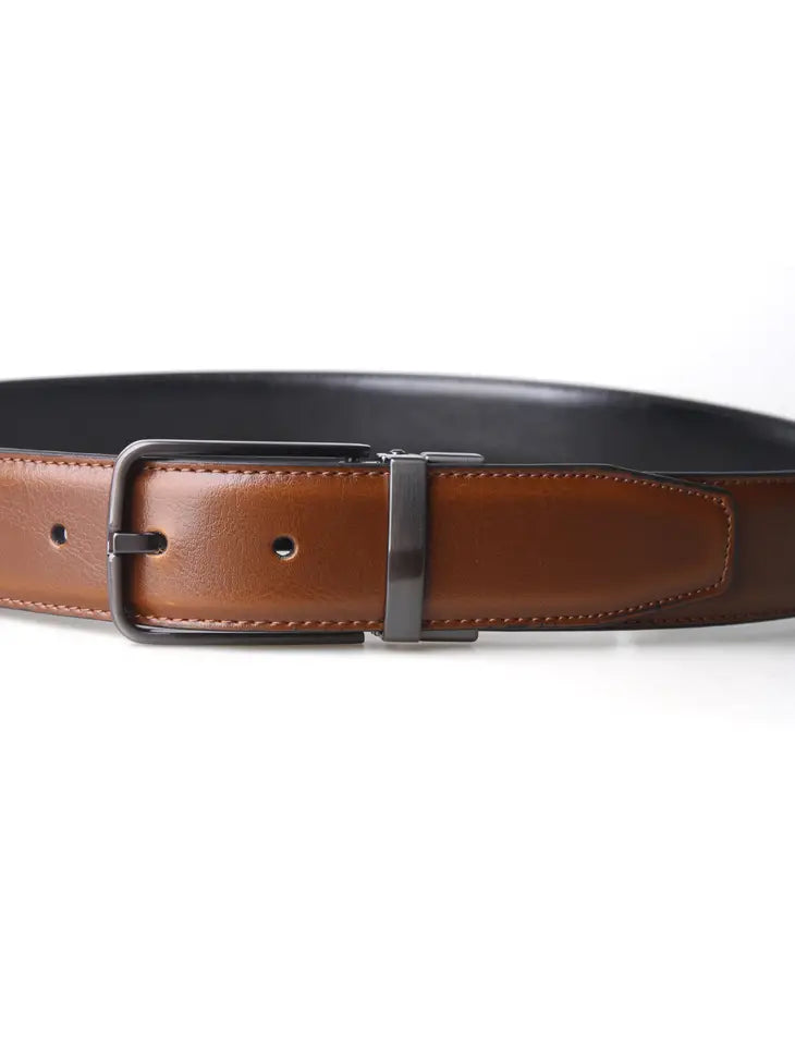 Kelvin Reversible Leather Belt - Cognac/Black