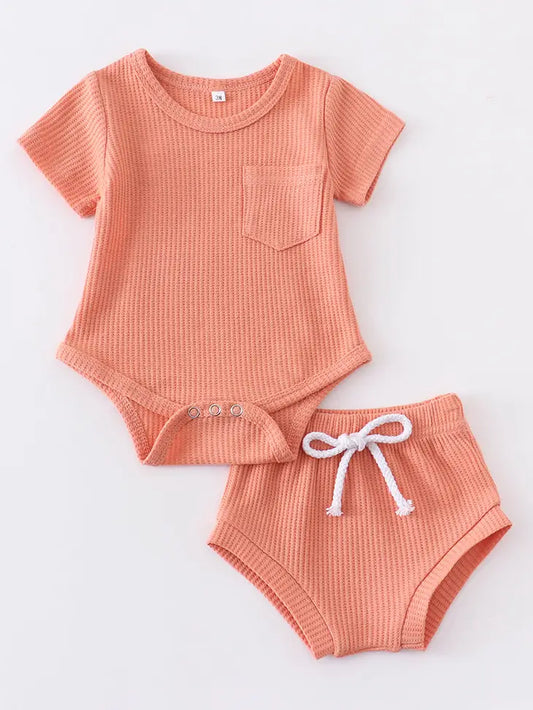 Ribbed Cotton Pocket Baby Set - 3 Colours