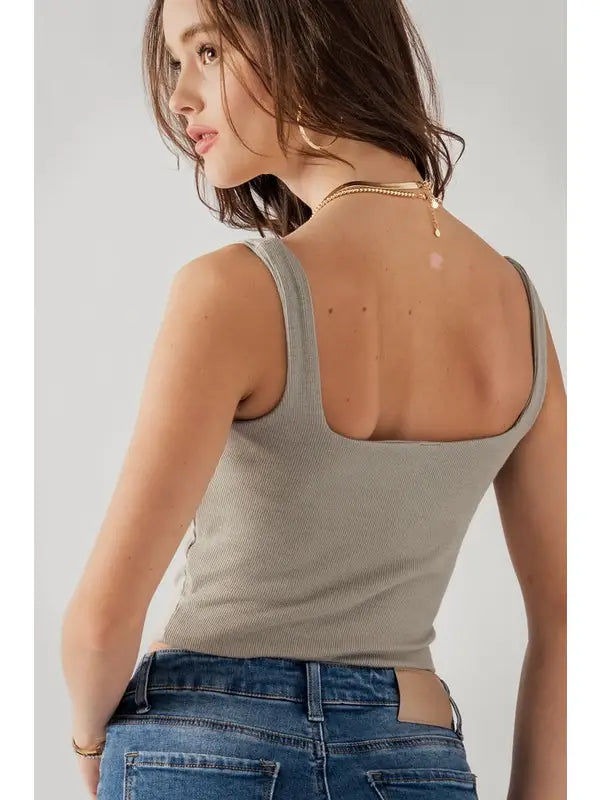 Ribbed Knit Cropped Tank Top