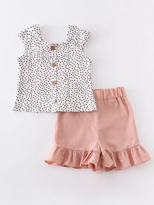 Polka Dot with Ruffle Shorts Set