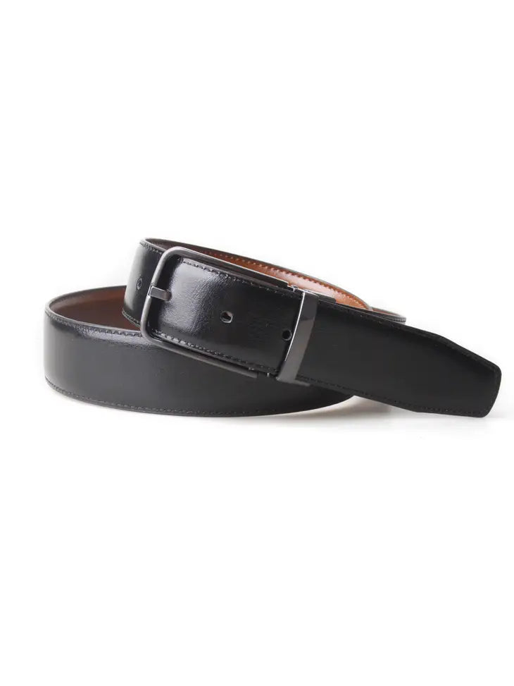 Kelvin Reversible Leather Belt - Cognac/Black