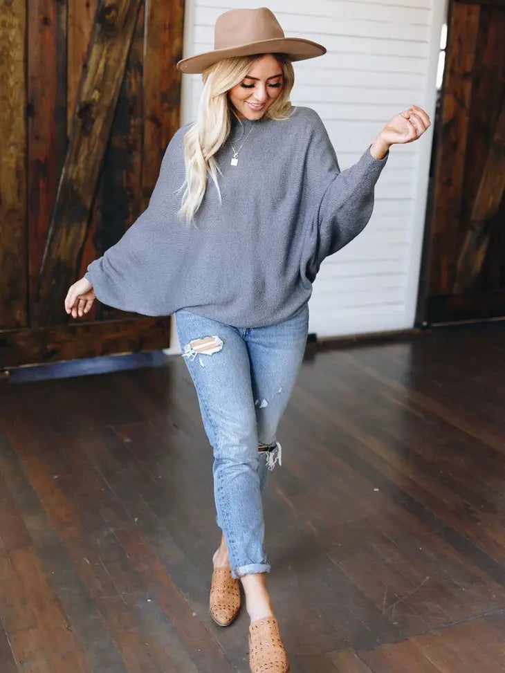 True Colour Knit Dolman Sweater - 2 Colours