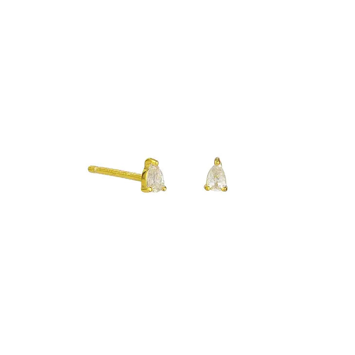 Crystal Sima Studs Sterling Silver - Gold