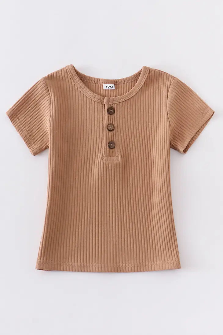 Button Ribbed Top - 2 Colours