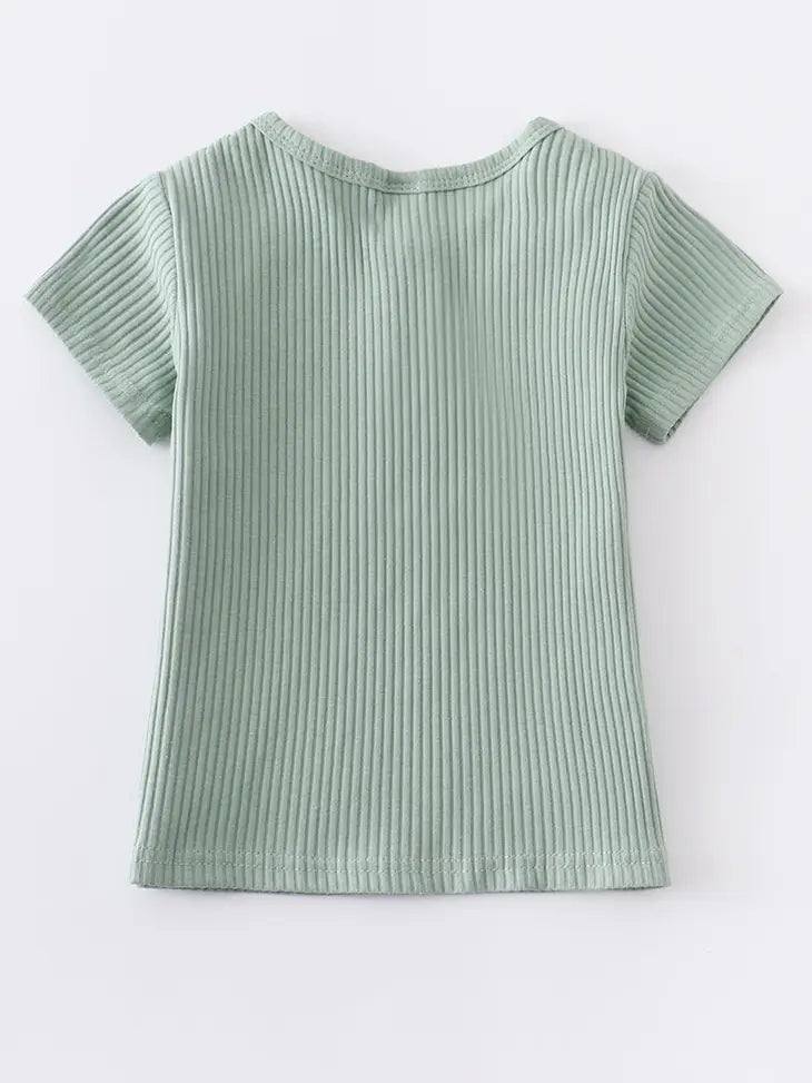 Button Ribbed Top - 2 Colours