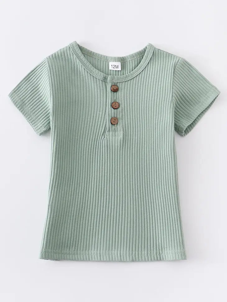 Button Ribbed Top - 2 Colours