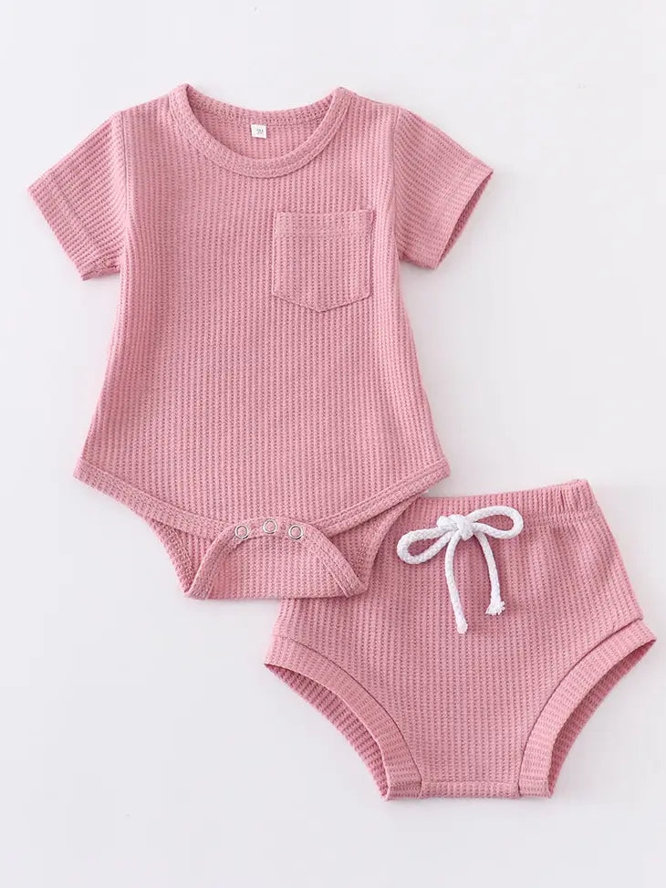 Ribbed Cotton Pocket Baby Set - 3 Colours