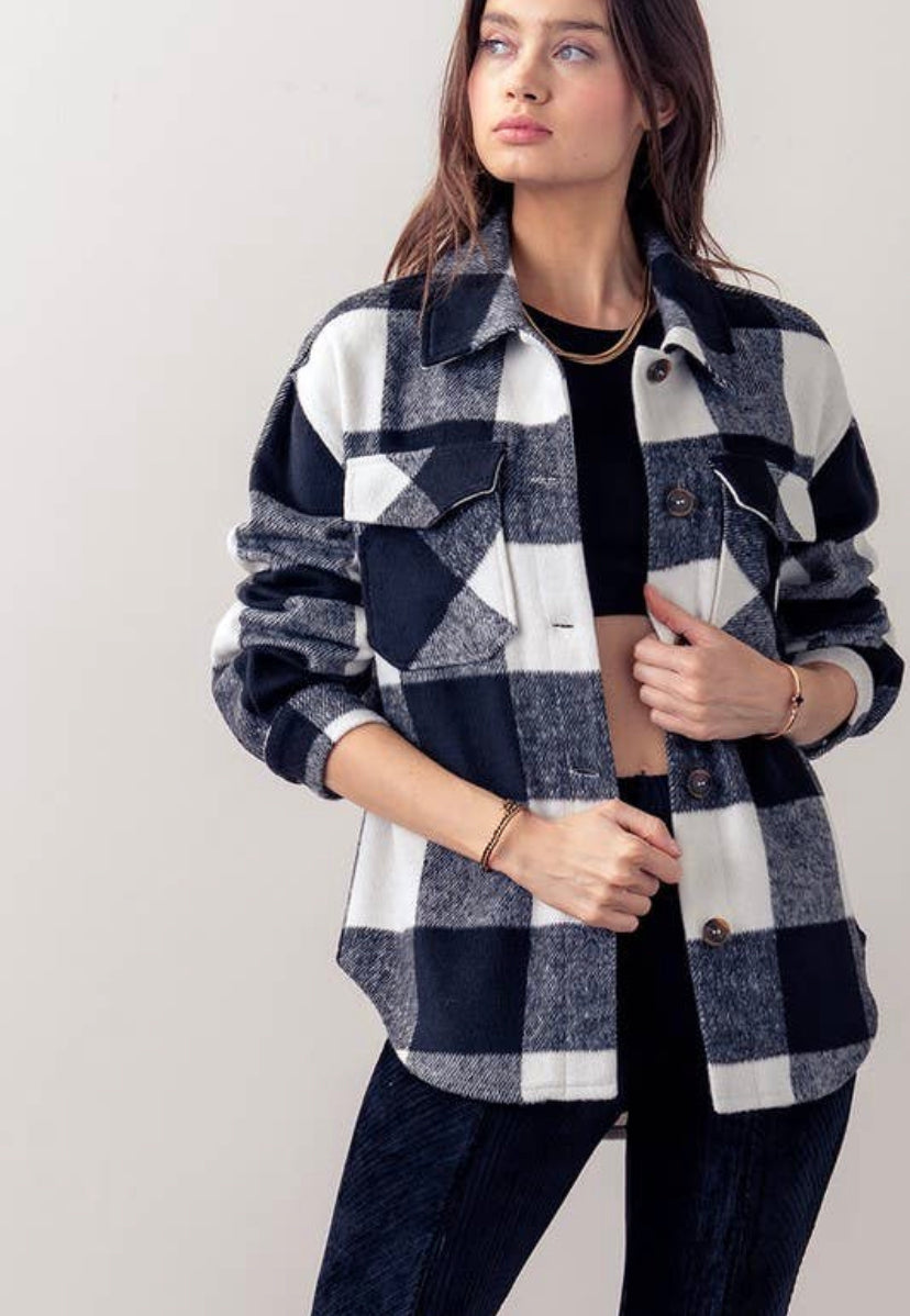 Leah Plaid Button Down Shacket - 2 Colours