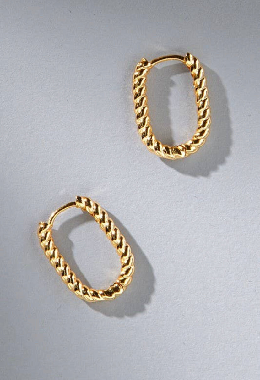 14K Gold Dipped Twisted U-Shape Earrings