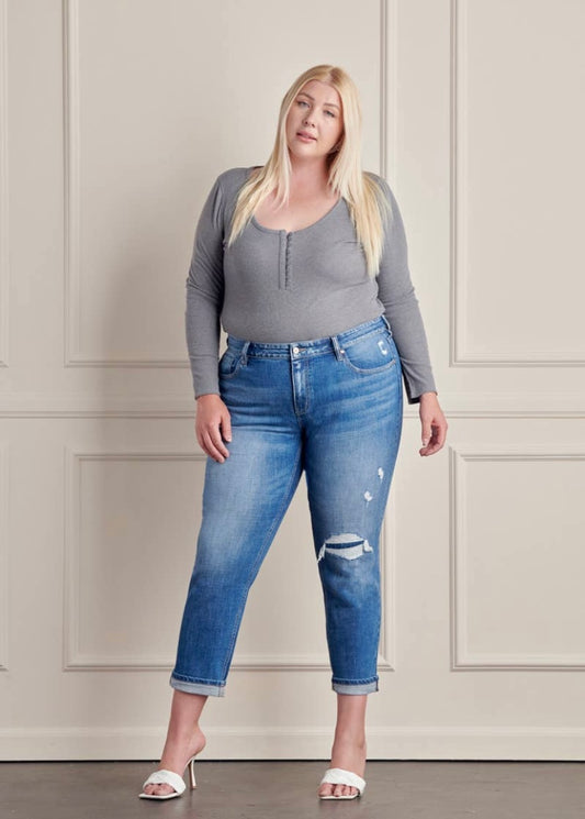 KAN CAN - PLUS SIZING - Mya Mid Rise Boyfriend