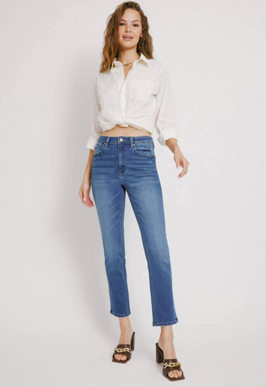 KAN CAN - Luna High Rise Slim Straight Medium Wash