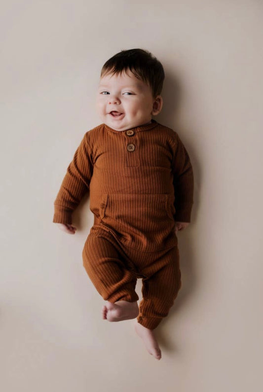 Ribbed Front Pocket Onesie