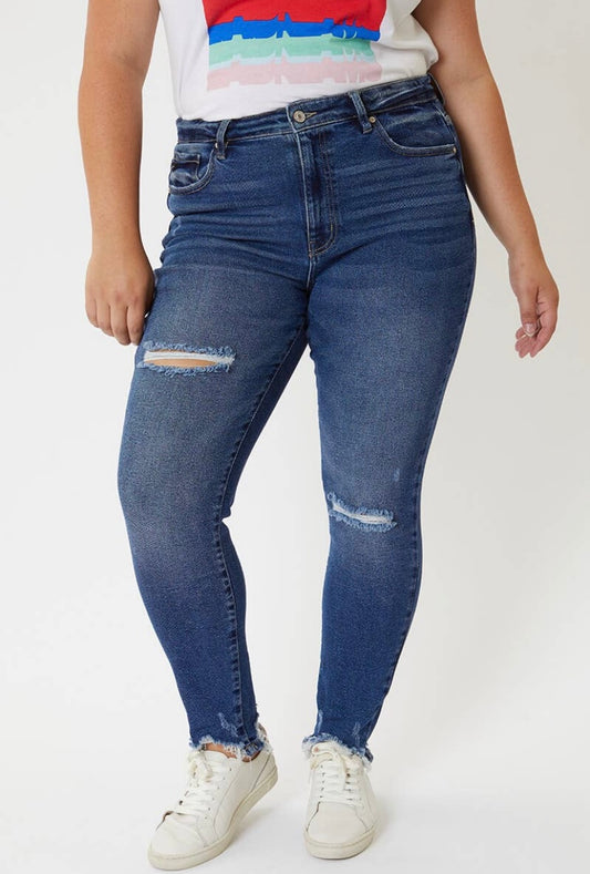 KAN CAN - PLUS SIZING - Charlie High Rise Distressed Skinny Jean