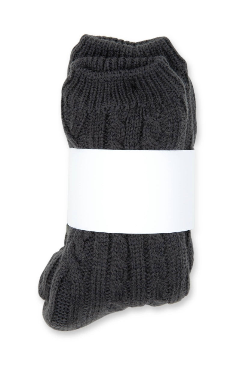 Cozy Sherpa Cable Knit Slipper Socks - 4 Colour Options