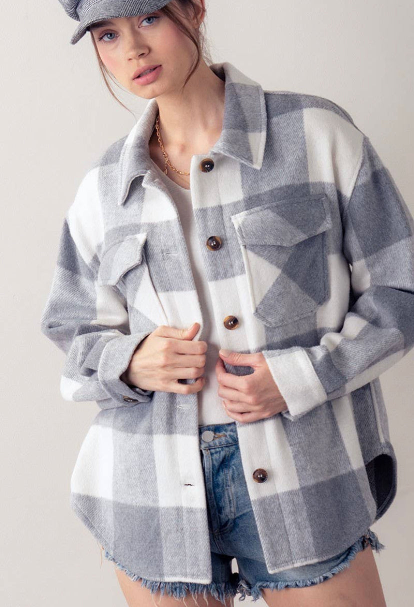 Leah Plaid Button Down Shacket - 2 Colours