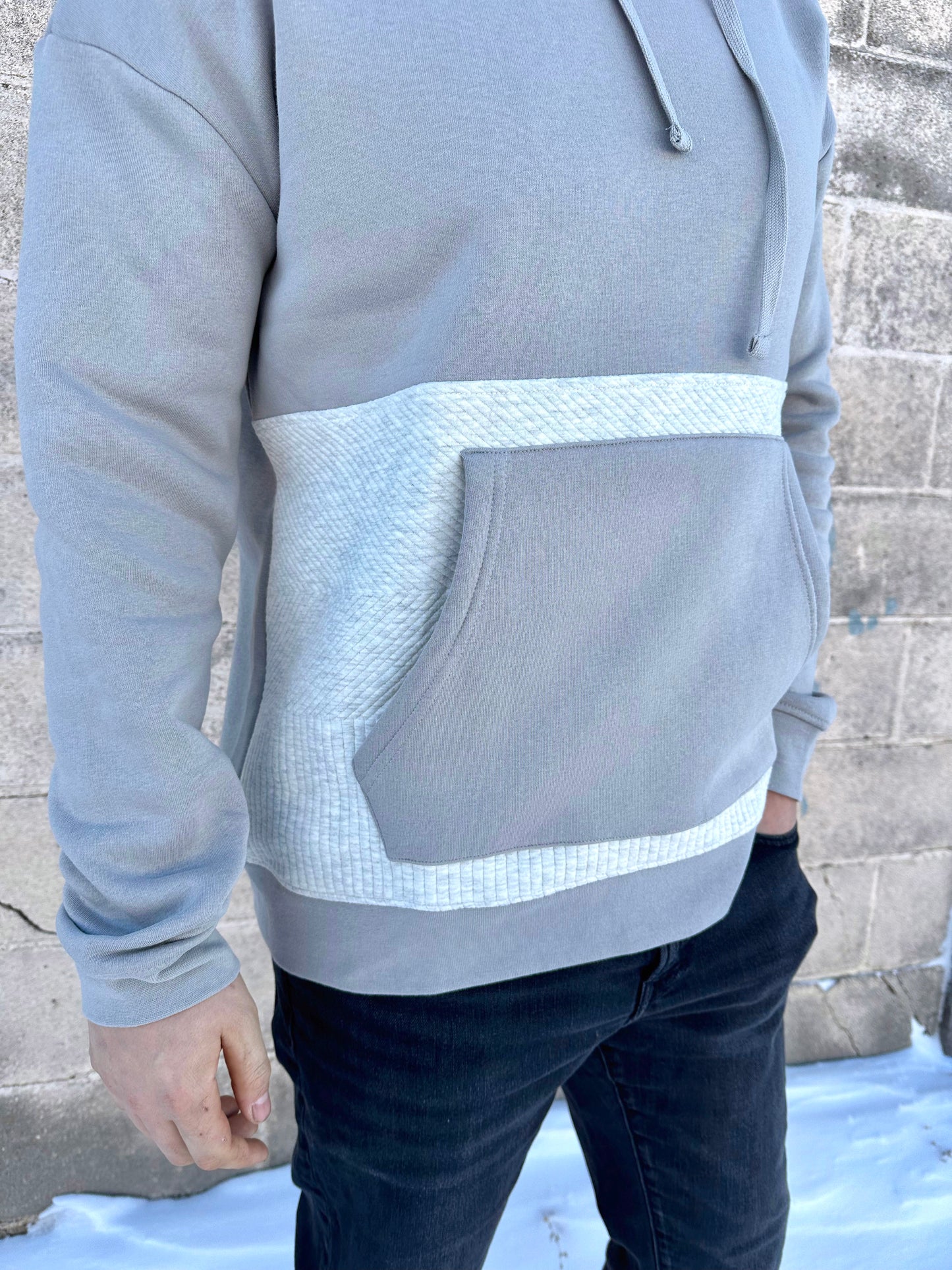 Half Quilted Pullover Hoodie