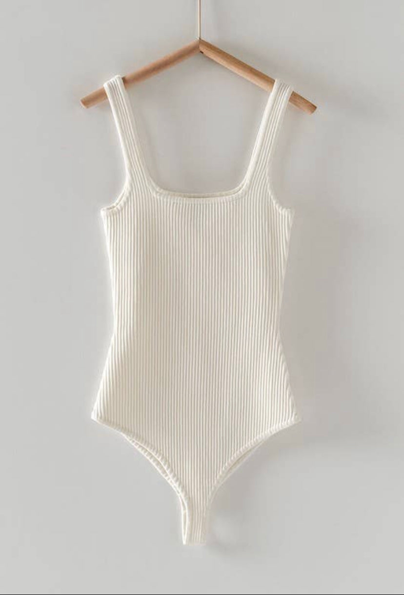 Ribbed Square Neck Bodysuit - 3 Colour Options