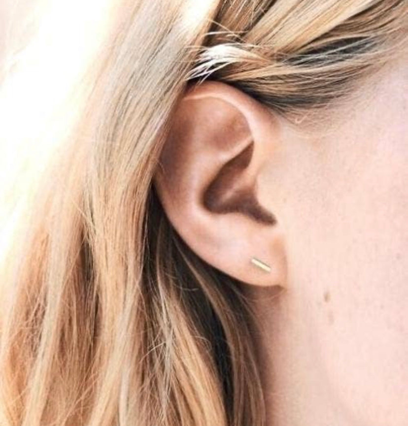 Solid 14K Gold Staple Earrings