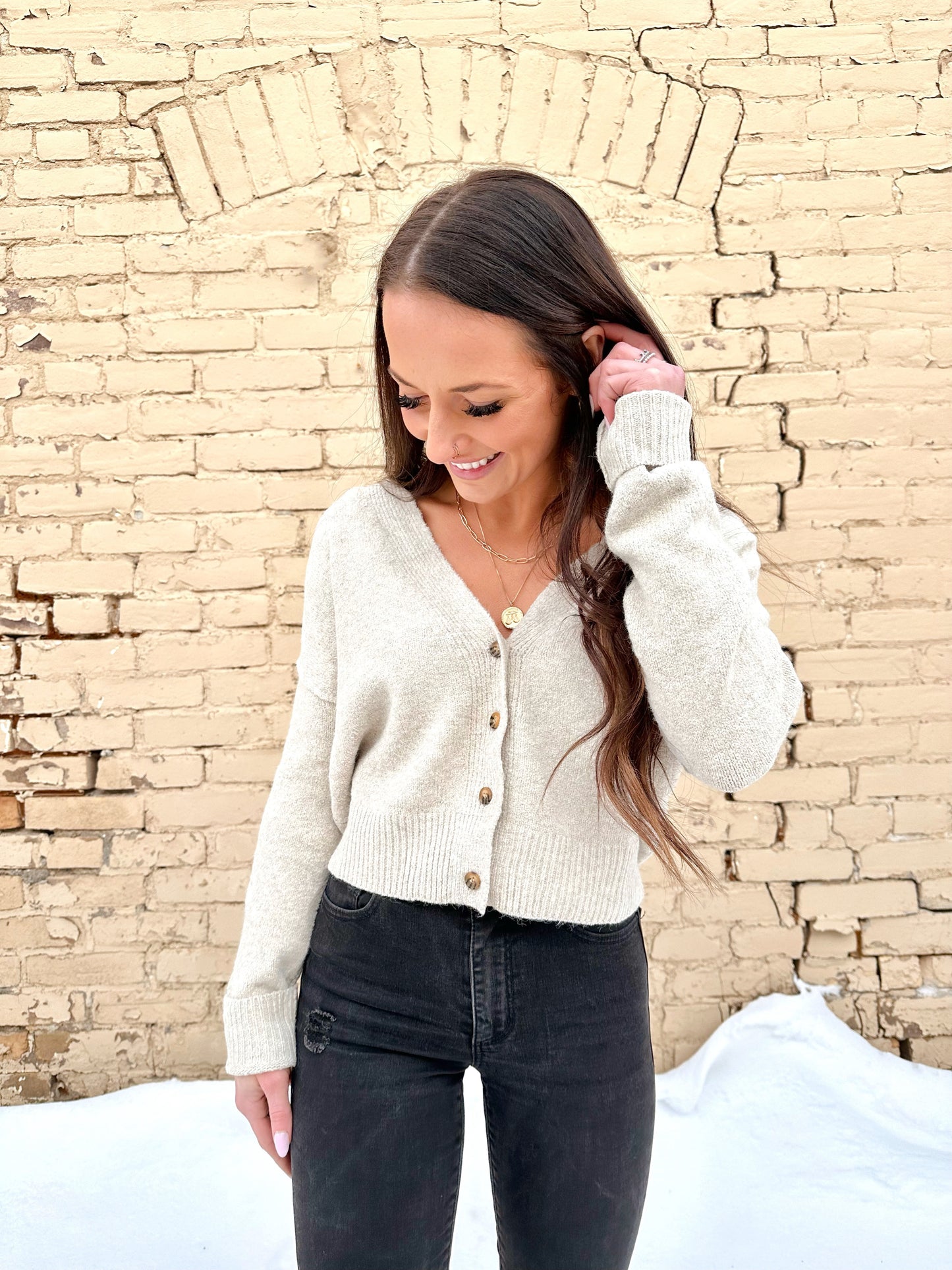 Button Down Long Sleeve Cardigan