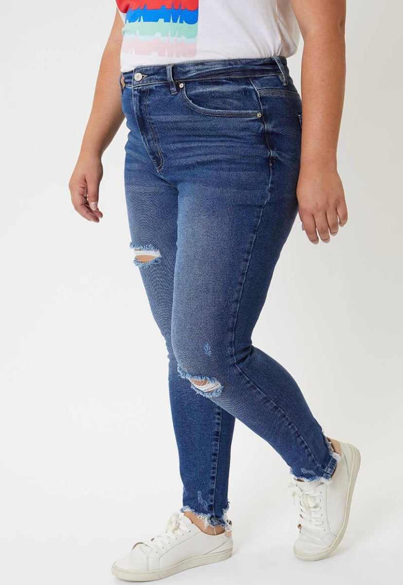 KAN CAN - PLUS SIZING - Charlie High Rise Distressed Skinny Jean