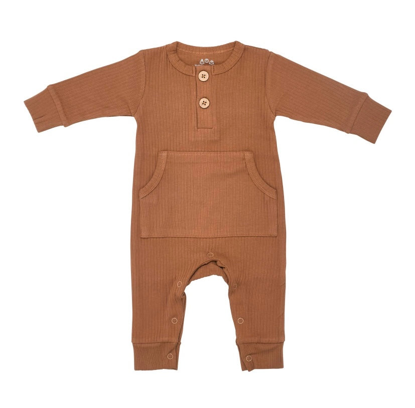 Ribbed Front Pocket Onesie