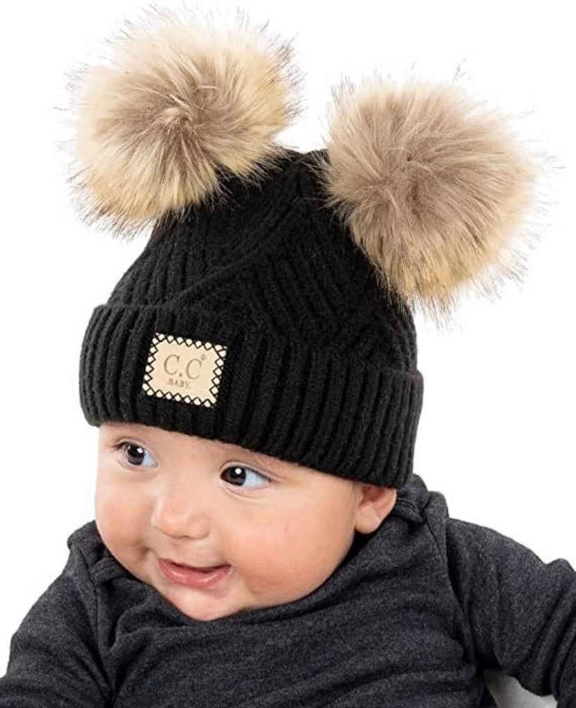 Baby Double Pom Toque - 2 Colours