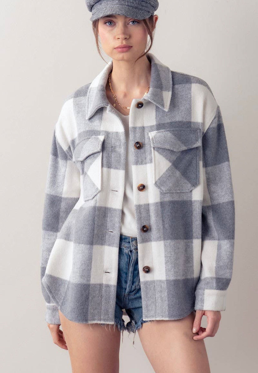 Leah Plaid Button Down Shacket - 2 Colours