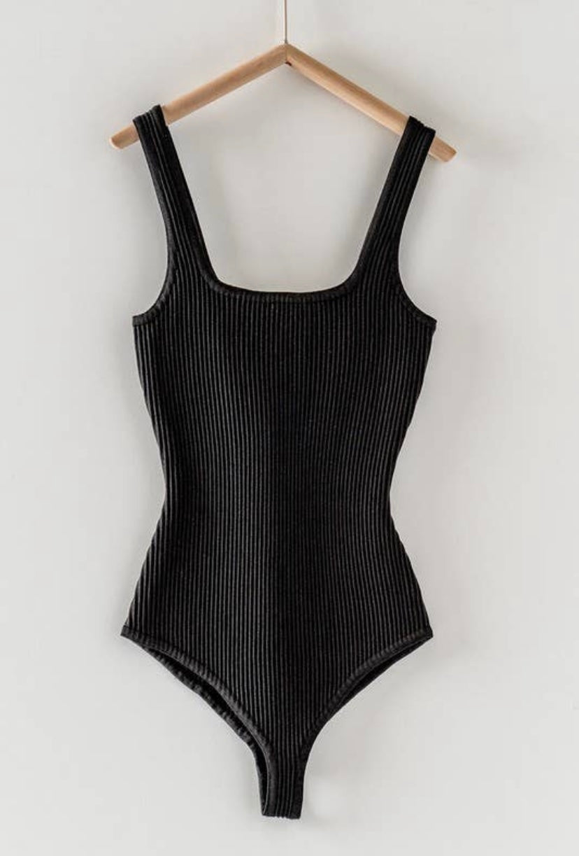 Ribbed Square Neck Bodysuit - 3 Colour Options