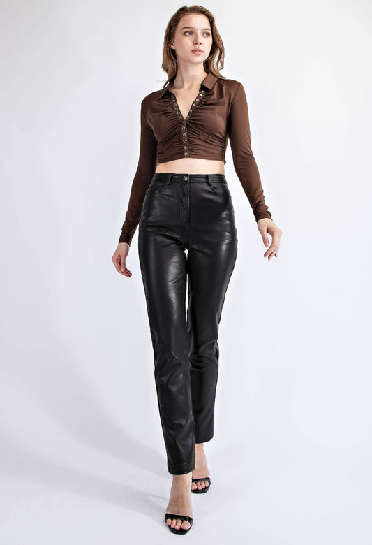 Leather 5 Pocket Straight Pant