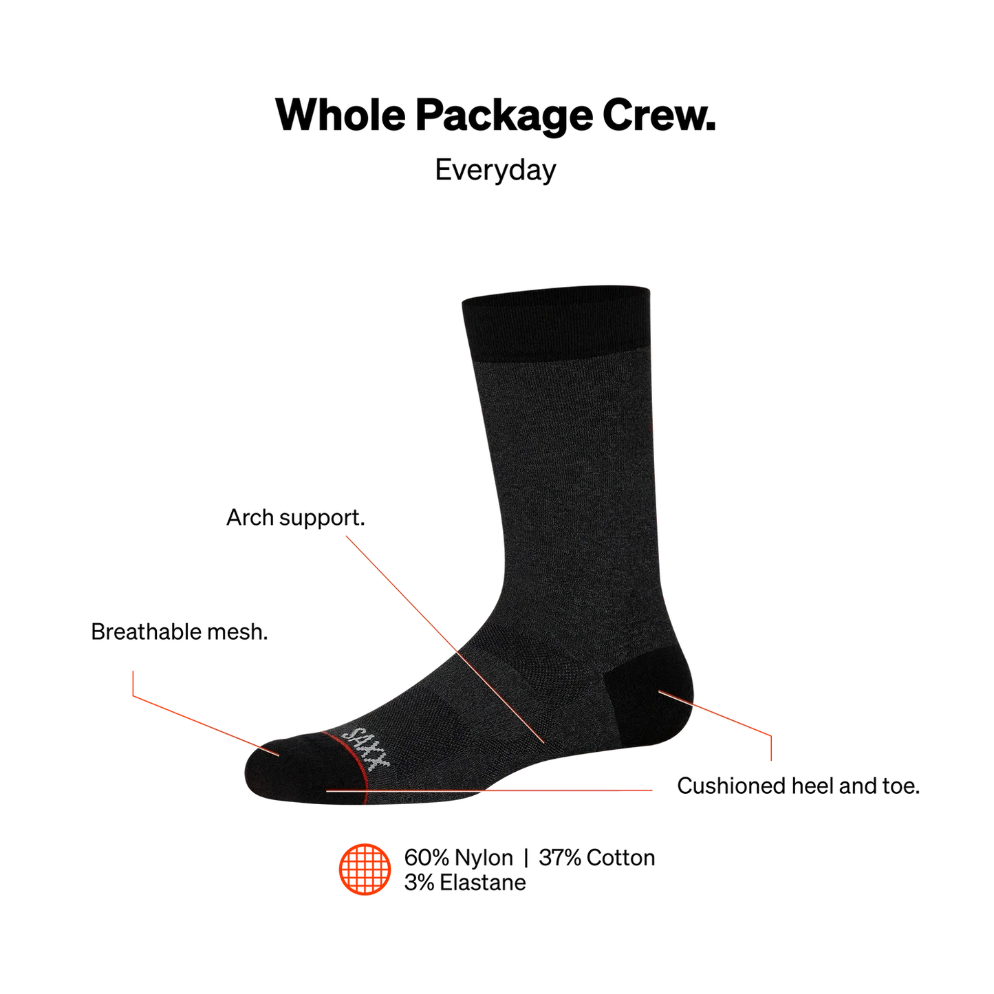 SAXX | Whole Package Crew Socks 1 PAIR | Multiple Colour Options