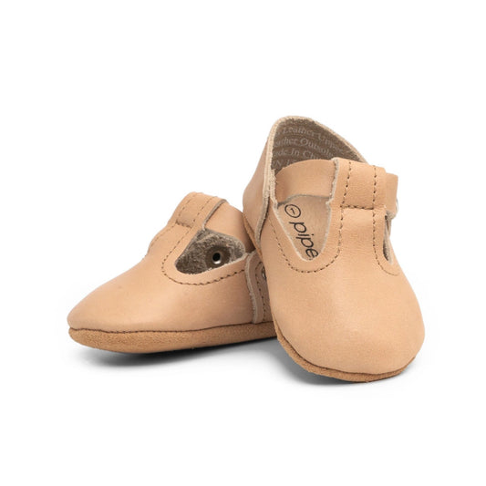 T-Strap Soft Sole Shoes -Natural