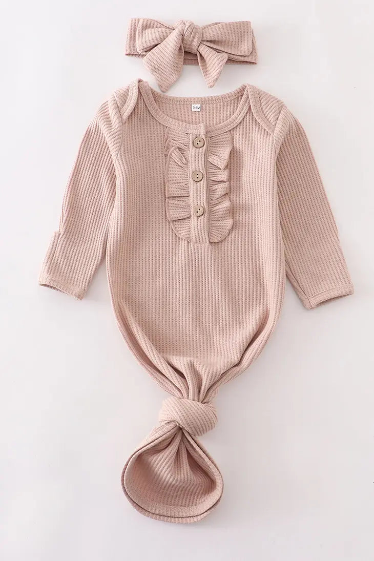 Waffle Knot Baby Gown Set - 5 Colours